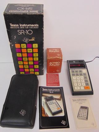 Vtg 1973 Texas Instruments Electronic Slide Rule Calculator,  Ac Adapter