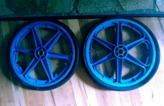 Vtg - Grand Harvest Plastics,  Mag Wheels Bike,  Wheelchair 20 " X 1 - 3/8 " Blue W/tires
