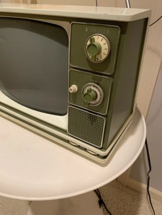 Mid Century Space Age Zenith B/W Portable TV Green 2