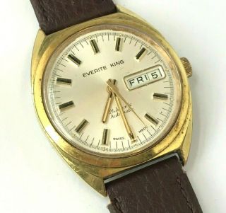 Gents Vintage Gold Plated Everite King 21 Jewelled Automatic Day/ Date - As 2066