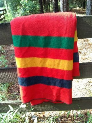Vintage Wool Striped Camp Lodge Twin Blanket 3