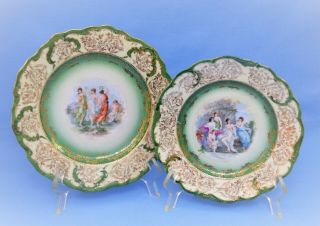 Vintage Royal Saxe Germany 2 Salad Dessert Plates Mythical Classical Style