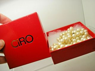 Vintage Ciro Simulated Pearl Necklace 9ct Gold Clasp Box