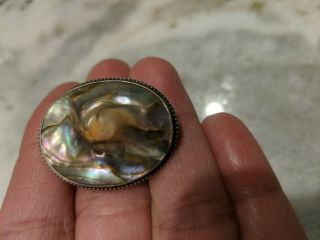 Vintage Sterling Pin Brooch Abalone (Mother of Pearl) (with Blister) 2