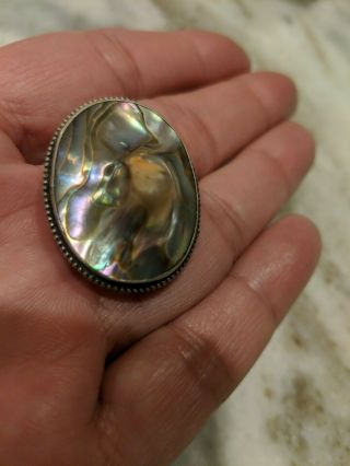 Vintage Sterling Pin Brooch Abalone (Mother of Pearl) (with Blister) 6