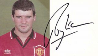 Roy Keane Signed Vintage Manchester United Official Club Card Aftal Dealer135