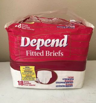 Vintage 1996 Depends Fitted Briefs,  Size Large,  Adult Diapers,  Open Pack Of 14