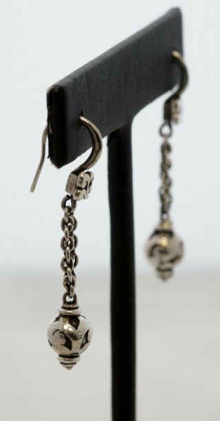 VTG LOIS HILL Scrollwork Bead & Chain Link & Dangle Earrings 925 Sterling Silver 3