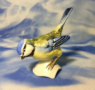 Adorable 3 " Vintage Goebel " Blue Titmouse " Porcelain Bird Figurine Cv34 Tmk5 Euc