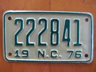 1976 North Carolina Nc Motorcycle License Plate Tag,  Vintage,  22284,