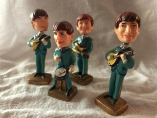 Vintage The Beatles Fab Four 1964 Cake Toppers,  Nodders,  Bobble Heads