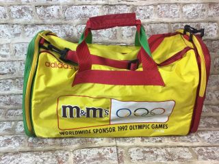 Vintage 1992 Barcelona Olympic Games Adidas M&m’s Colour Block Duffle Bag Yellow