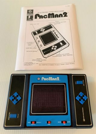 Pacman 2 Vintage Entex Electronic Handheld Video Game W/instructions 1981