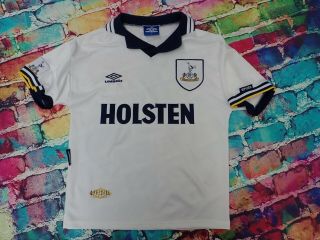 G16 Vintage 1993 - 1995 Tottenham Hotspurs Home Football Shirt Jersey Mens Small