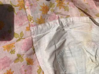 VTG Quilt TOP Cotton Handmade Sunbonnet Sue Applique Pink Orange 92 