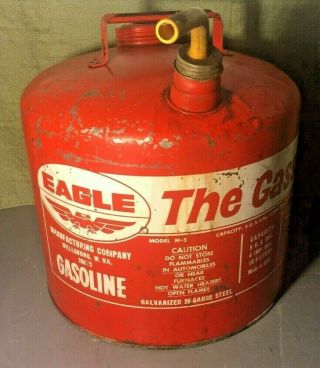 Vintage Eagle Gasser 5 Gallon Galvanized Metal Gas Can