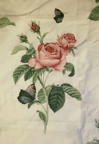 Vintage Sears & Roebuck Westpoint Stevens Percale Flat Sheet White & Roses Full 5
