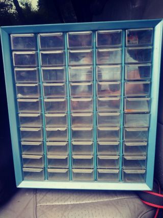 Vintage 50 Drawer Akro Mils Blue Metal Small Parts Storage Organizer