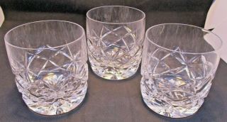 3 Cut Etched Glass Crystal Tumblers Scotch Whiskey Glasses Vintage