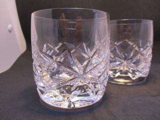 3 Cut Etched Glass Crystal Tumblers Scotch Whiskey Glasses Vintage 2