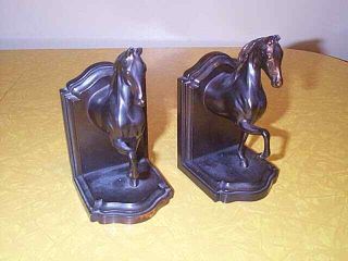 Vintage Dodge Bronze Horse Bookends Created & Made In The West - With Labels
