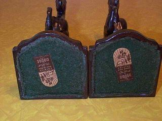 Vintage DODGE BRONZE HORSE BOOKENDS CREATED & MADE IN THE WEST - WITH LABELS 3