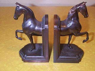 Vintage DODGE BRONZE HORSE BOOKENDS CREATED & MADE IN THE WEST - WITH LABELS 4