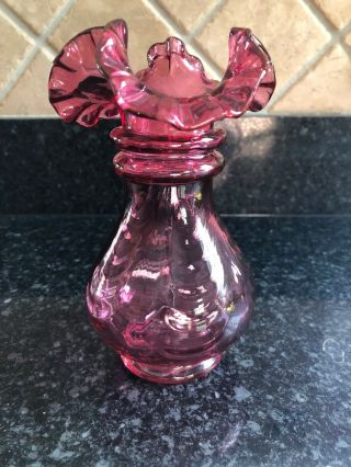 Vtg Fenton Glass Vase 6” X 3.  5”