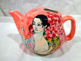 Vintage Hand Painted Teapot By Cindy Koivu,  Canada