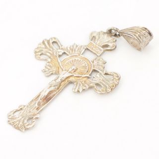 Vtg Sterling Silver - Inri Jesus Christ Crucifix Cross Religious Pendant - 8g