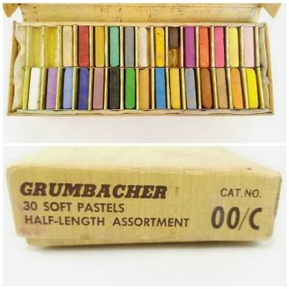 Vtg Grumbacher Soft Pastels Half Length Assortment Cat.  No.  00/c Set Of 28