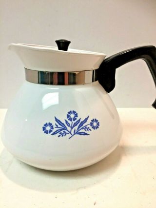Vintage Corning Ware Blue Cornflower 6 Cup Tea Coffee Pot W/lid
