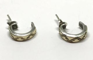 Vintage Navajo H T.  C Case & Co Sterling Silver & 14k Gold Half Hoop Earrings