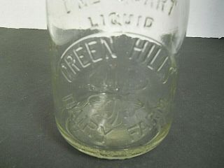 Vintage Green Hills Dairy Farm One Quart Milk Jar Jug Glass Mt.  Pleasant NC 4