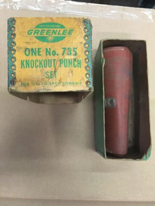 Vintage Greenlee 735 Conduit Knockout Punch Set,  Leather Case 1/2 " To 1 1/4 " Usa
