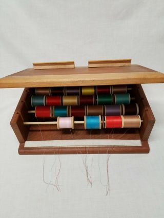 Vintage Handmade Smocking Pleater Thread Box (holds 24 Spools)