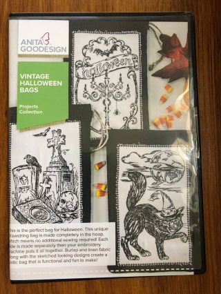 Anita Goodesign Embroidery Machine Design Cd Vintage Halloween Bags