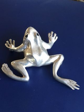 Vtg Sterling Silver Frog Brooch Pin 13.  4g 31 - 31
