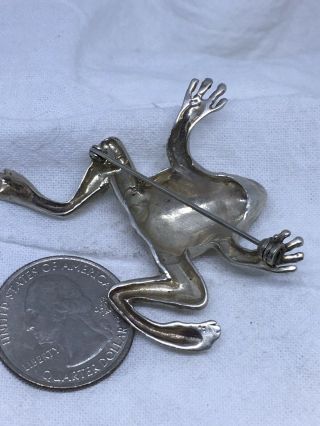Vtg Sterling Silver Frog Brooch Pin 13.  4g 31 - 31 3