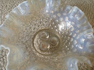 VINTAGE FENTON to HOBNAIL OPALESCENT ART GLASS Three Hole CANDLE BOWL HOLDER 2