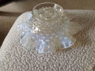 VINTAGE FENTON to HOBNAIL OPALESCENT ART GLASS Three Hole CANDLE BOWL HOLDER 5