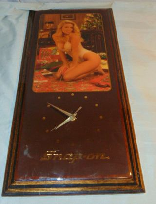 Vtg Snap - On Tools Blonde Woman In Lingerie Wooden Advertising Wall Clock