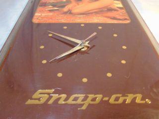Vtg Snap - On Tools Blonde Woman in Lingerie Wooden Advertising Wall Clock 3