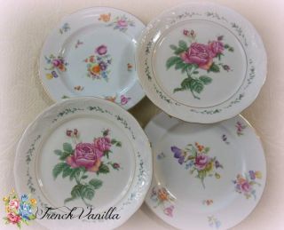 4 Mismatched Vintage China Dinner Plates Bella Roses Weddings Showers Serveware