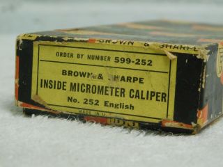 Vintage BROWN & SHARPE No 252 inside micrometer with case 3