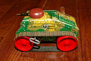 Vintage Tin Litho Marx Military Tank 5 Mechanical Wind Up Toy