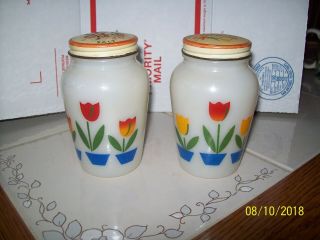 Vintage Fire King Tulip Salt & Pepper Shakers