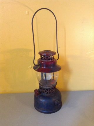 Vintage American Gas Machines AGM Red Blue Camping Lantern W/ Coleman Globe 2