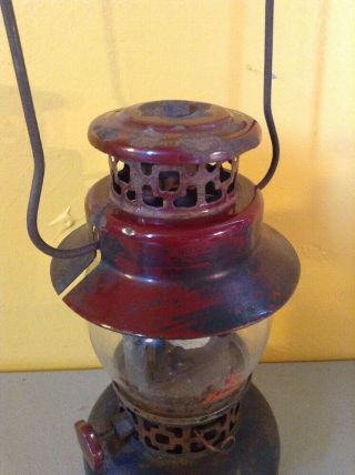Vintage American Gas Machines AGM Red Blue Camping Lantern W/ Coleman Globe 5