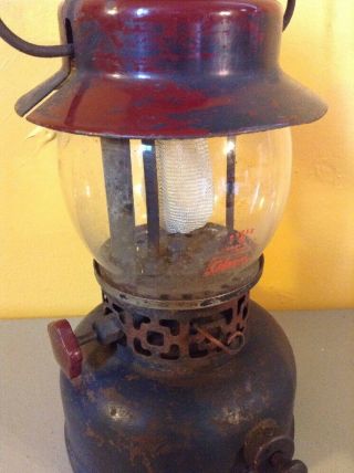 Vintage American Gas Machines AGM Red Blue Camping Lantern W/ Coleman Globe 6